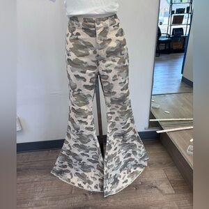 Peach Love Cream and Tan Camo Corduroy Pants